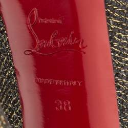 Pre Owned Christian Louboutin Black/Gold Lurex Fabric Daffodile Platform Pumps Size 38