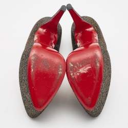 Pre Owned Christian Louboutin Black/Gold Lurex Fabric Daffodile Platform Pumps Size 38