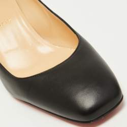 Pre Owned Christian Louboutin Black Leather Donna Spike Pumps Size 39