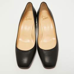 Pre Owned Christian Louboutin Black Leather Donna Spike Pumps Size 39