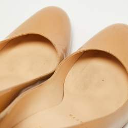 Pre Owned Christian Louboutin Beige Patent Leather Simple Pumps Size 37.5