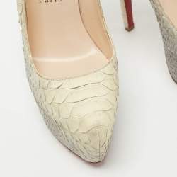 Christian Louboutin Grey/Light Yellow Python Daffodile Pumps Size 37