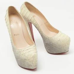 Christian Louboutin Grey/Light Yellow Python Daffodile Pumps Size 37