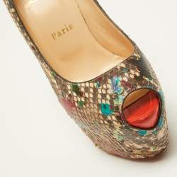 Christian Louboutin Multicolor Python Carnival Highness Pumps Size 37