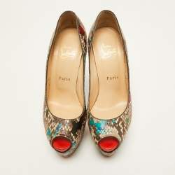 Christian Louboutin Multicolor Python Carnival Highness Pumps Size 37