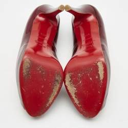 Pre Owned Christian Louboutin Red Patent Very Prive Pumps Size 37.5