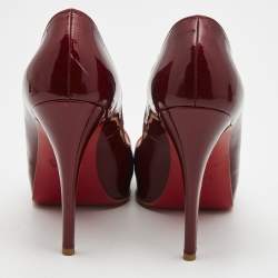 Pre Owned Christian Louboutin Red Patent Very Prive Pumps Size 37.5