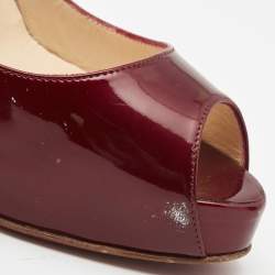 Pre Owned Christian Louboutin Red Patent Very Prive Pumps Size 37.5