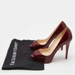 Pre Owned Christian Louboutin Red Patent Very Prive Pumps Size 37.5