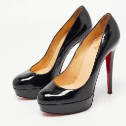 Pre Owned Christian Louboutin Black Patent Leather Bianca Pumps Size 38