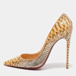Pre Owned Christian Louboutin Gold Python Leather So Kate  Pumps Size 40