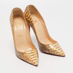 Pre Owned Christian Louboutin Gold Python Leather So Kate  Pumps Size 40