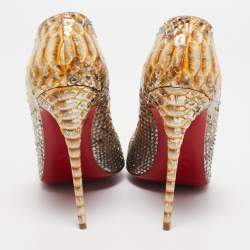 Pre Owned Christian Louboutin Gold Python Leather So Kate  Pumps Size 40
