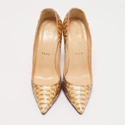 Pre Owned Christian Louboutin Gold Python Leather So Kate  Pumps Size 40
