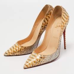 Pre Owned Christian Louboutin Gold Python Leather So Kate  Pumps Size 40