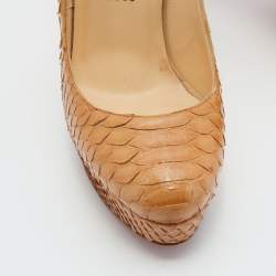 Christian Louboutin Light Brown Python Leather Bianca Platform Pumps Size 37