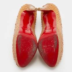 Christian Louboutin Light Brown Python Leather Bianca Platform Pumps Size 37