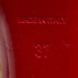 Pre Owned Christian Louboutin Yellow Patent Leather Lady Peep Platform Pumps Size 37