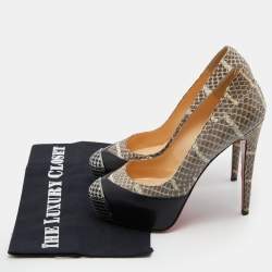 Christian Louboutin Black/Grey Snakeskin Leather Maggie Platform Pumps Size 37.5
