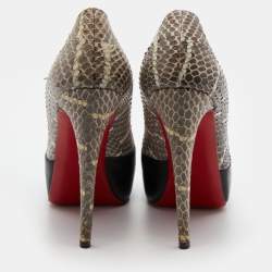 Christian Louboutin Black/Grey Snakeskin Leather Maggie Platform Pumps Size 37.5