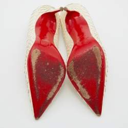 Pre Owned Christian Louboutin White Python Leather Pointed Toe So Kate Pumps Size 38