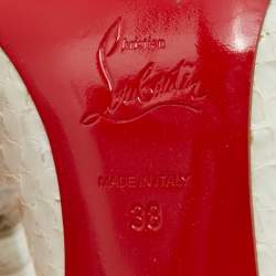 Pre Owned Christian Louboutin White Python Leather Pointed Toe So Kate Pumps Size 38