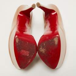 Pre Owned Christian Louboutin Beige Patent Leather Jamie Platform Pumps Size 38.5