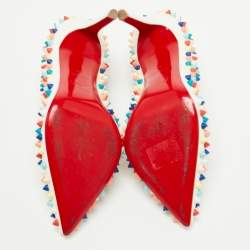 Pre Owned Christian Louboutin White Leather Pigalle Spikes Pumps Size 38