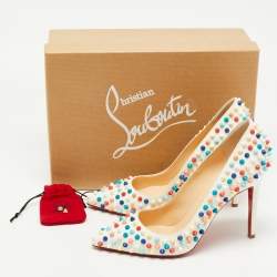 Pre Owned Christian Louboutin White Leather Pigalle Spikes Pumps Size 38