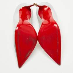 Pre Owned Christian Louboutin Silver Leather So Kate Pumps Size 37.5