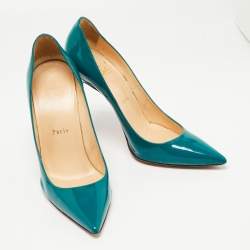 Pre Owned Christian Louboutin Green Patent Leather Kate Pumps Size 39