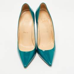 Pre Owned Christian Louboutin Green Patent Leather Kate Pumps Size 39