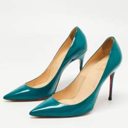 Pre Owned Christian Louboutin Green Patent Leather Kate Pumps Size 39