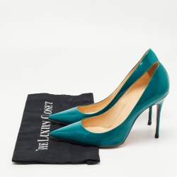 Pre Owned Christian Louboutin Green Patent Leather Kate Pumps Size 39