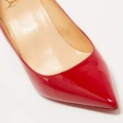 Pre Owned Christian Louboutin Red Patent Leather Kate Pumps Size 37