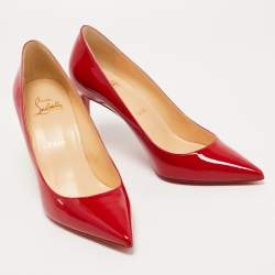 Pre Owned Christian Louboutin Red Patent Leather Kate Pumps Size 37