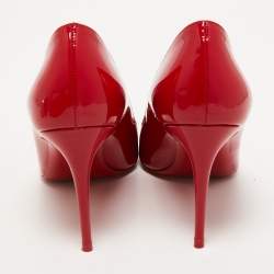 Pre Owned Christian Louboutin Red Patent Leather Kate Pumps Size 37