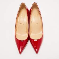 Pre Owned Christian Louboutin Red Patent Leather Kate Pumps Size 37