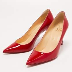 Pre Owned Christian Louboutin Red Patent Leather Kate Pumps Size 37