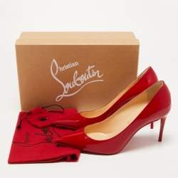 Pre Owned Christian Louboutin Red Patent Leather Kate Pumps Size 37