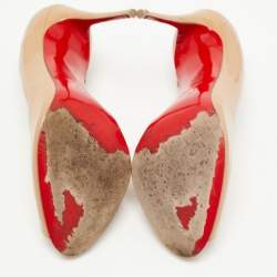 مملوكة مسبقًا Christian Louboutin Beige Patent Leather Iriza D'orsay Pumps Size 38