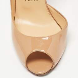 مملوكة مسبقًا Christian Louboutin Beige Patent Leather Iriza D'orsay Pumps Size 38