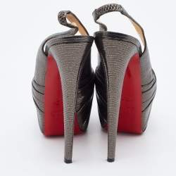 Pre Owned Christian Louboutin Metallic Grey Laminated Suede Miss Benin Knotted Pumps Size 40