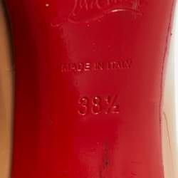 Pre Owned Christian Louboutin Beige Patent Leather Fifi Pumps Size 38.5