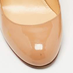 Pre Owned Christian Louboutin Beige Patent Leather Fifi Pumps Size 38.5