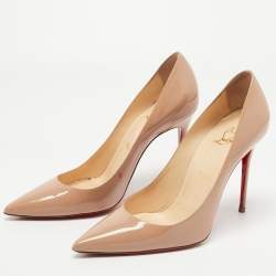 Christian Louboutin Beige Patent Leather Kate Pumps Size 38.5