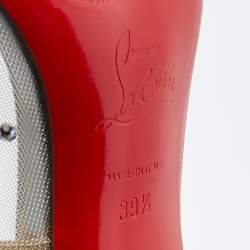 Pre Owned Christian Louboutin Beige/Silver Mesh and Leather Follies Strass Pumps Size 39.5