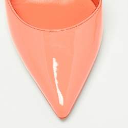 Pre Owned Christian Louboutin Neon Orange Patent Leather Iriza Pumps Size 38.5 