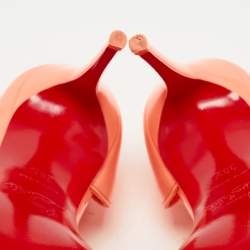 Pre Owned Christian Louboutin Neon Orange Patent Leather Iriza Pumps Size 38.5 