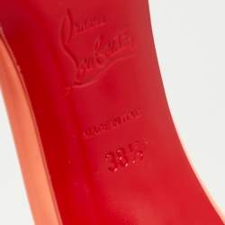 Pre Owned Christian Louboutin Neon Orange Patent Leather Iriza Pumps Size 38.5 